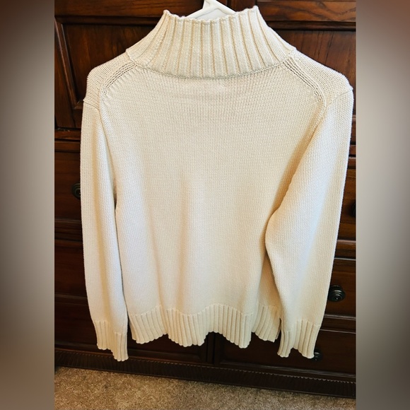 NWT J. Crew Cream 100% Cotton Turtleneck Ribbed-Hem Sweater, Size Medium - Picture 9 of 16